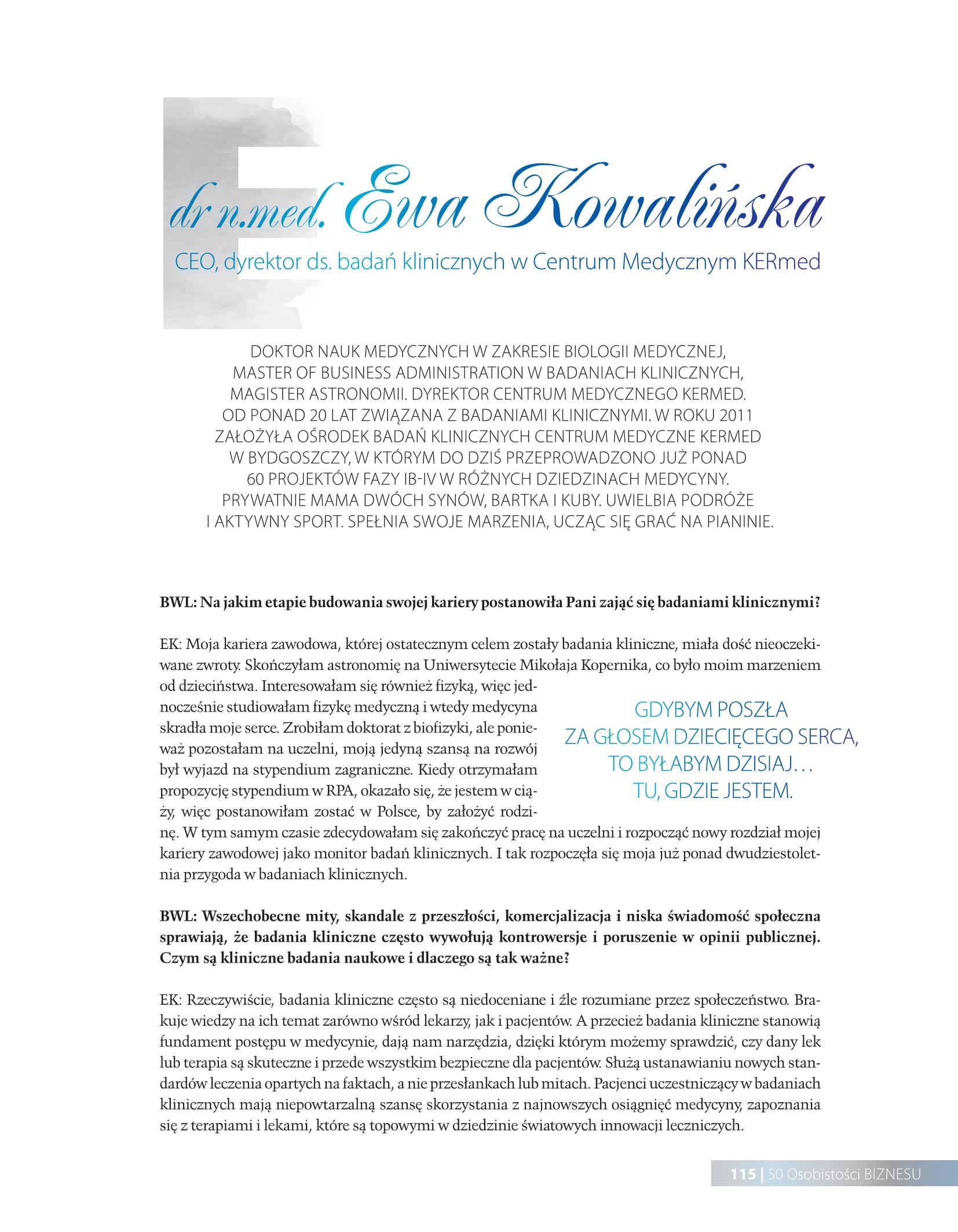 Wywiad z Ewą Kowalińską w ramach Gali 50 Osobistości BIZNESU 10'23 strona 2